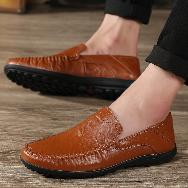 Boat Shoe Leather - Leather Men Shoes Casual Luxury Brand