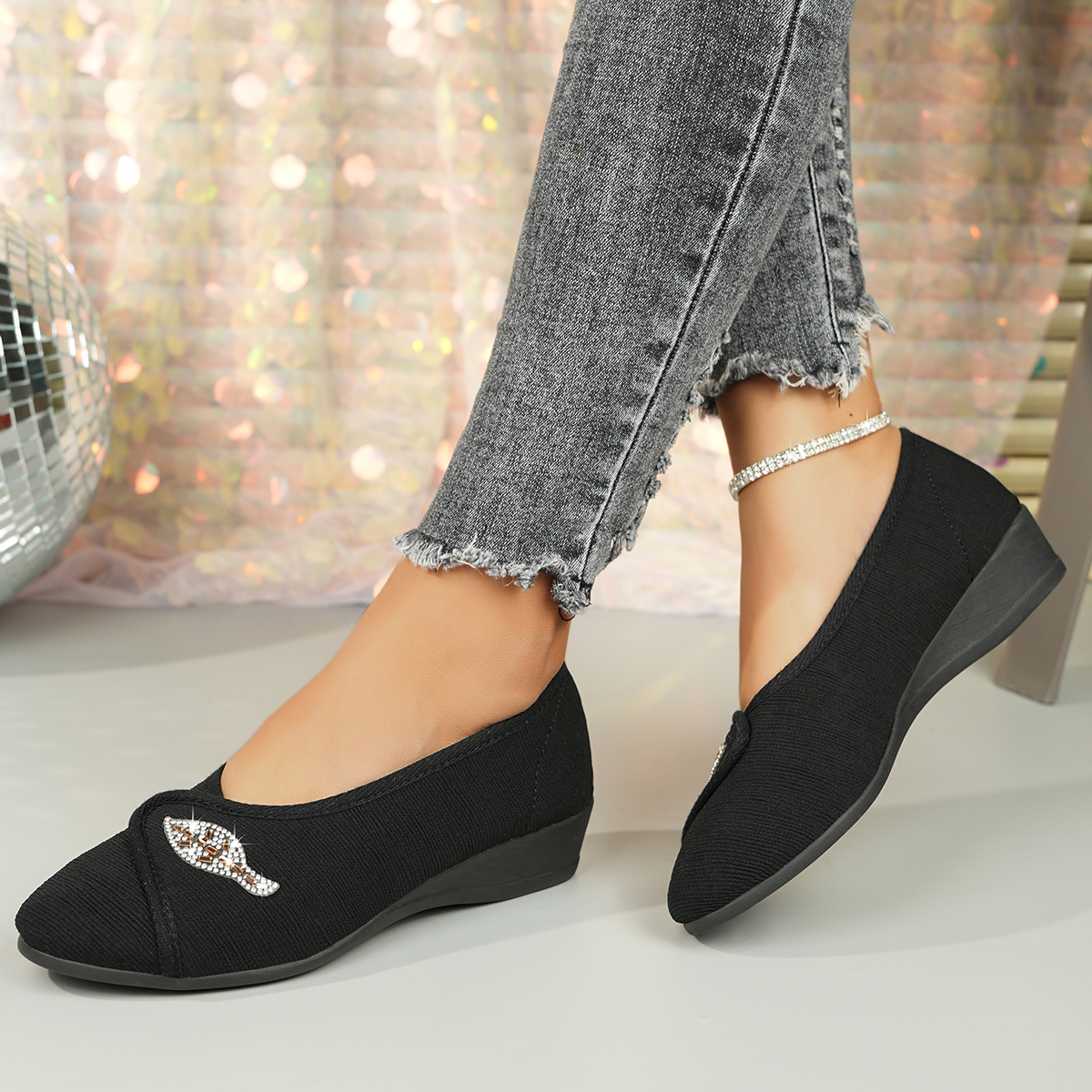 Women's Elegant Rhinestone Fla - Men'S Shoes With Toes 리뷰 및 가격