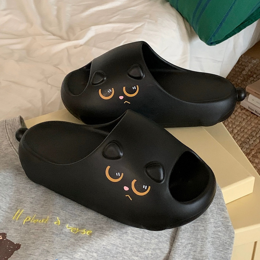 New Black Cat Slippers for Wom - Men'S Shoes With Toes 리뷰 및 가격
