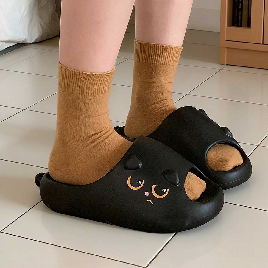 New Black Cat Slippers for Wom - Men'S Shoes With Toes 리뷰 및 가격