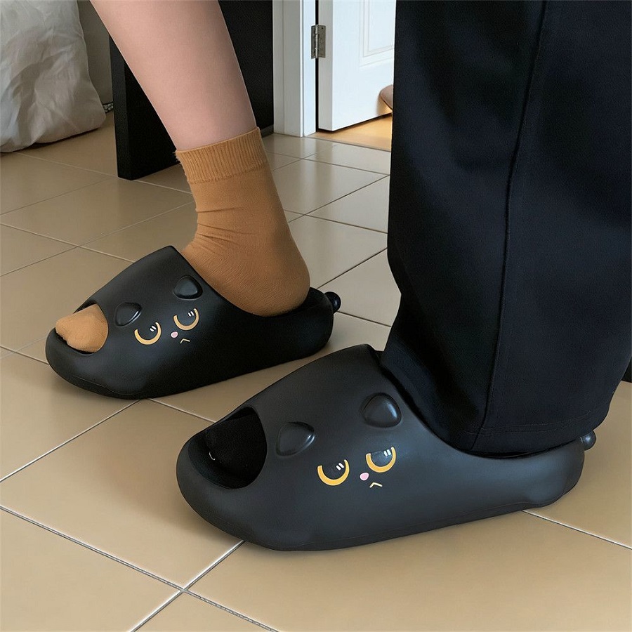 New Black Cat Slippers for Wom - Men'S Shoes With Toes 리뷰 및 가격